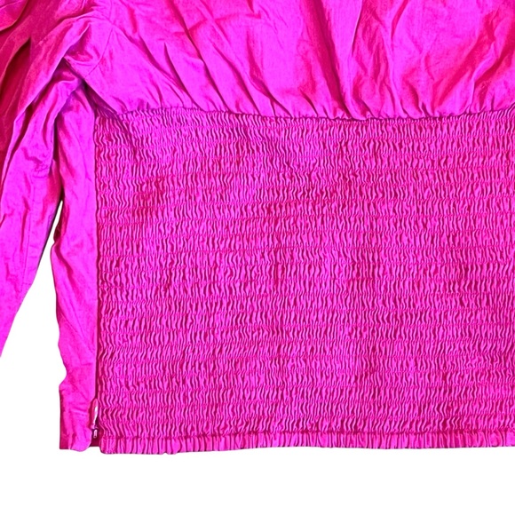 Farm Rio Women’s Sz L Pink Lace Puff Sleeve Top Cropped Square Neck - Picture 10 of 13